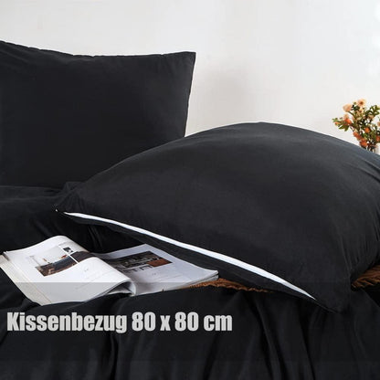 Soifox Bettwäsche Schwarz 200x200cm Set mit Kissenbezug 2er Set