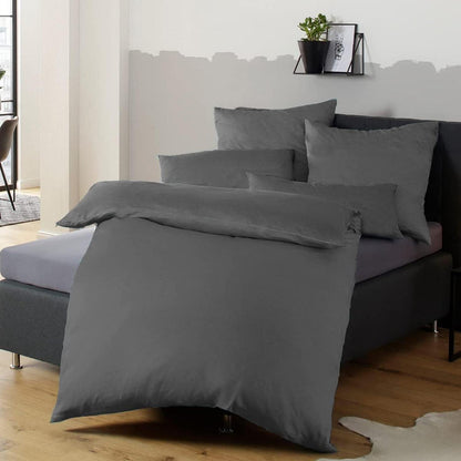 Bettwäsche-Set 155x220 Anthrazit Mikrofaser bügelfrei