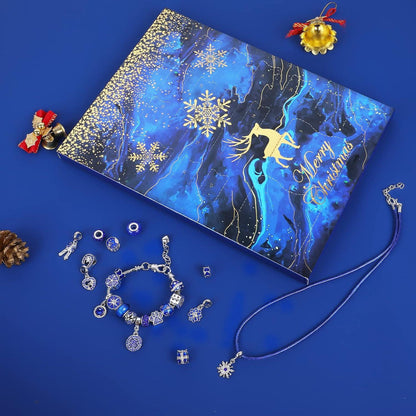 Königsblauer Schmuck Adventskalender 2024 Mädchen DIY Perlen-Set
