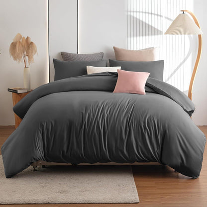 Soifox Bettwäsche 220x240 Grau Anthrazit Mikrofaser