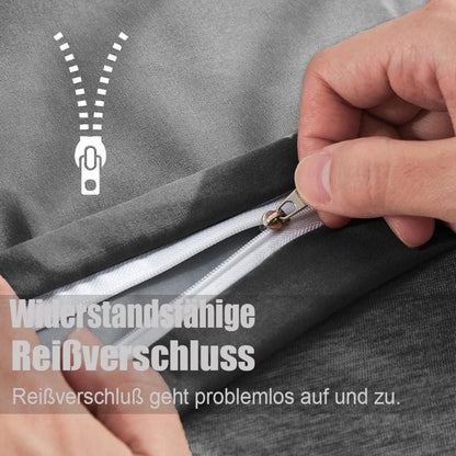 Soifox Bettwäsche Set 200x220 cm Grau Anthrazit Mikrofaser