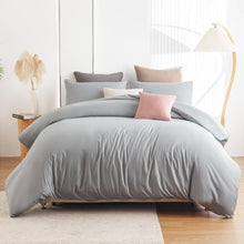 Soifox Bettwäsche Set 220x240 Grau Mikrofaser bügelfrei