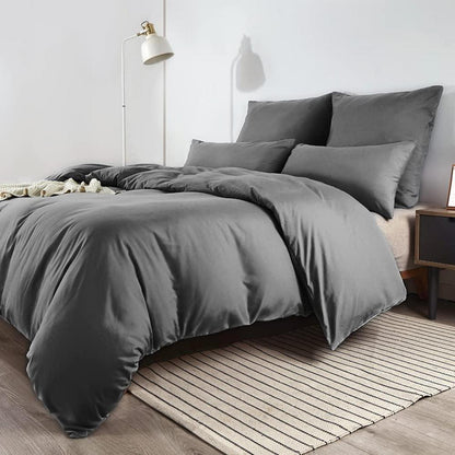 Soifox Bettwäsche 200x200 Grau Anthrazit Mikrofaser
