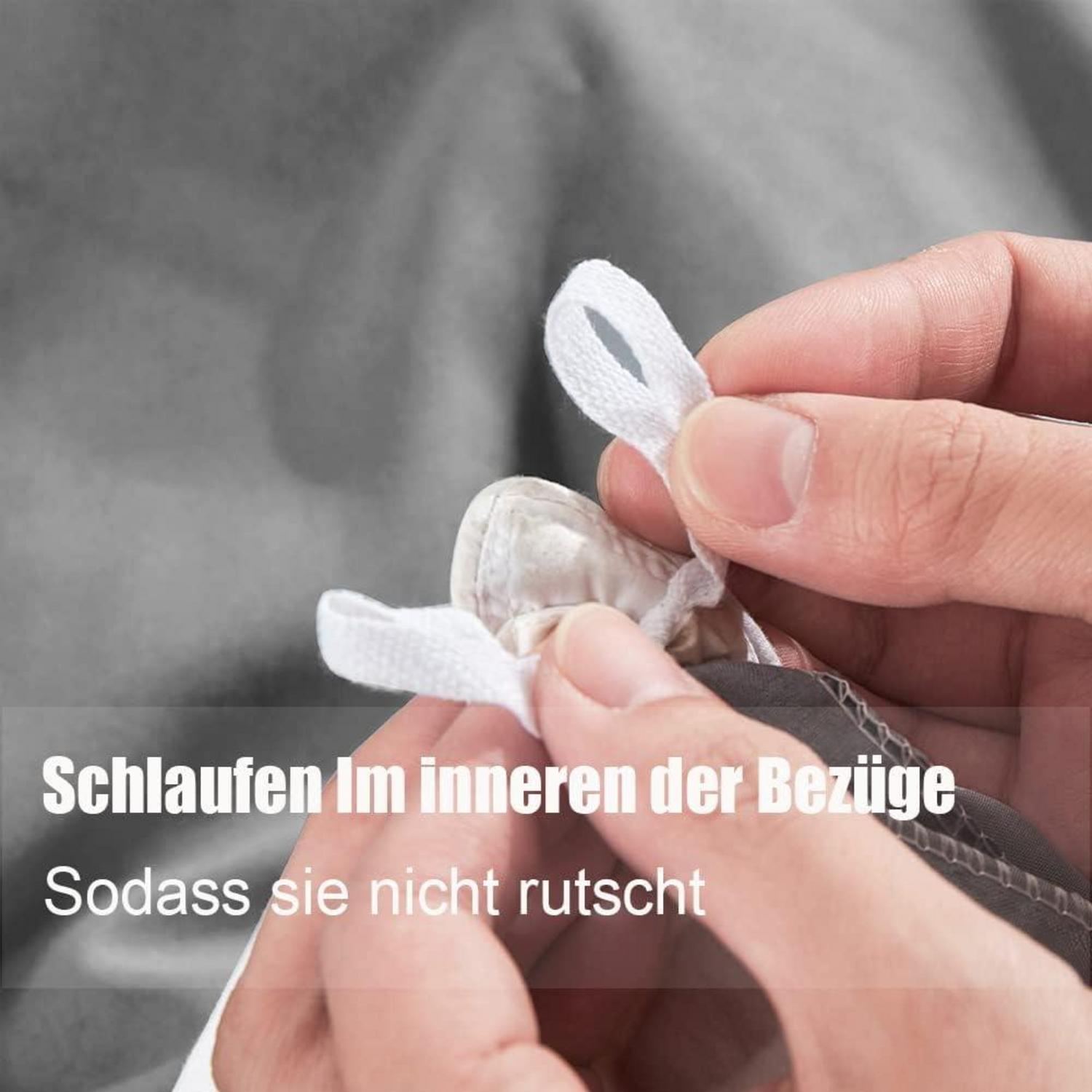 Bettwäsche Mikrofaser 200x200 Grau Anthrazit 2er Set Bügelfrei & Knitterfrei