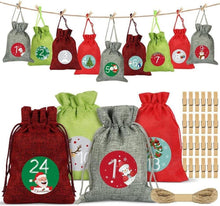 Adventskalender zum Befüllen 24 Weihnachtskalender Stoffbeutel Rot