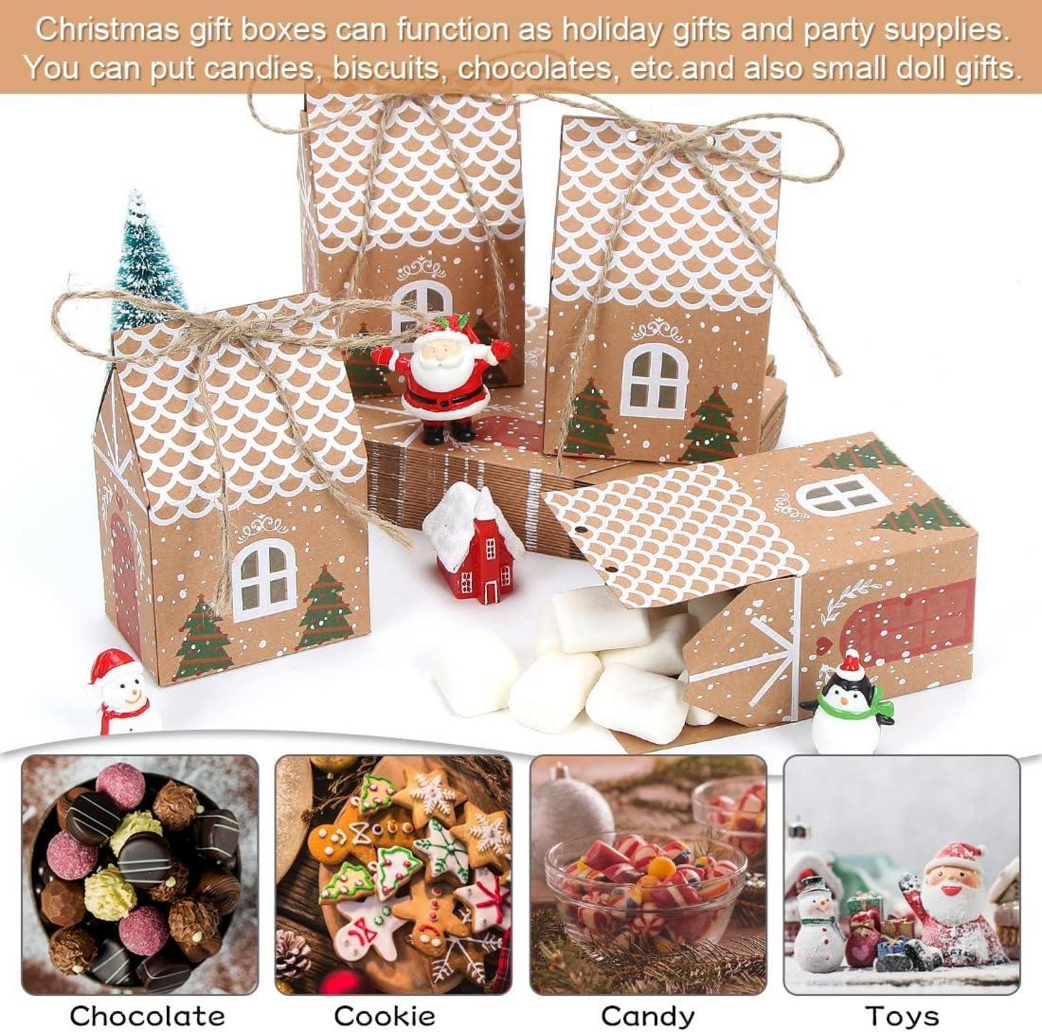 Sprinlot Geschenkbox Weihnachten Kraftpapier Süßigkeitenbox Hanfseil