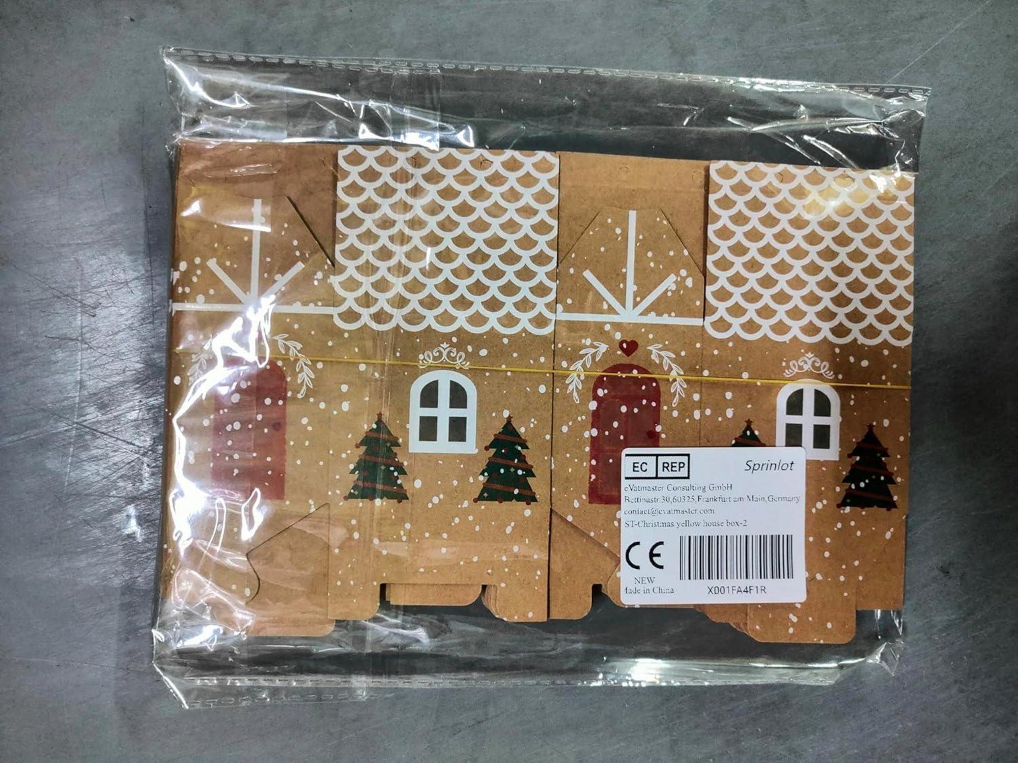 30 Stück Weihnachts Geschenkboxen Kraftpapier Dekoration Hanfseil 10,5 cm x 7 cm x 5 cm