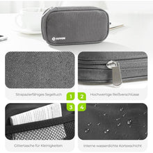 AUVON Tablettenbox 7 Tage 2 Fächer mit Stofftasche Grau