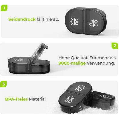 AUVON Tablettenbox 7 Tage 2 Fächer mit Stofftasche Grau