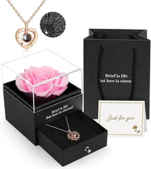 Ewige Rose mit I Love You Halskette in Geschenkbox