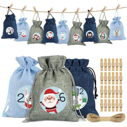 Sprinlot Adventskalender 24 Weihnachtskalender Stoffbeutel