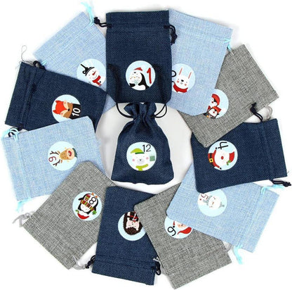 Adventskalender Stoffbeutel 24 Weihnachtskalender Säckchen Wiederverwendbar