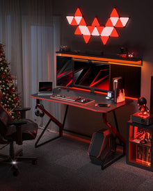 Gaming Tisch 100x60 cm Kohlefaser Schwarz Kopfhörerhaken