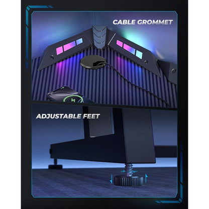 Gaming Tisch Kohlefaser Schwarz 120 x 60 cm Kopfhörerhaken