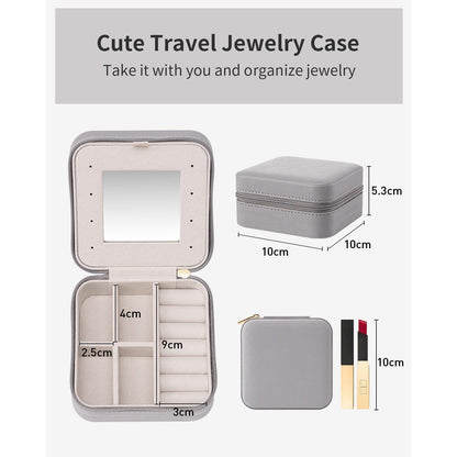 Kleine Schmuckbox mit Spiegel und Lederetui für