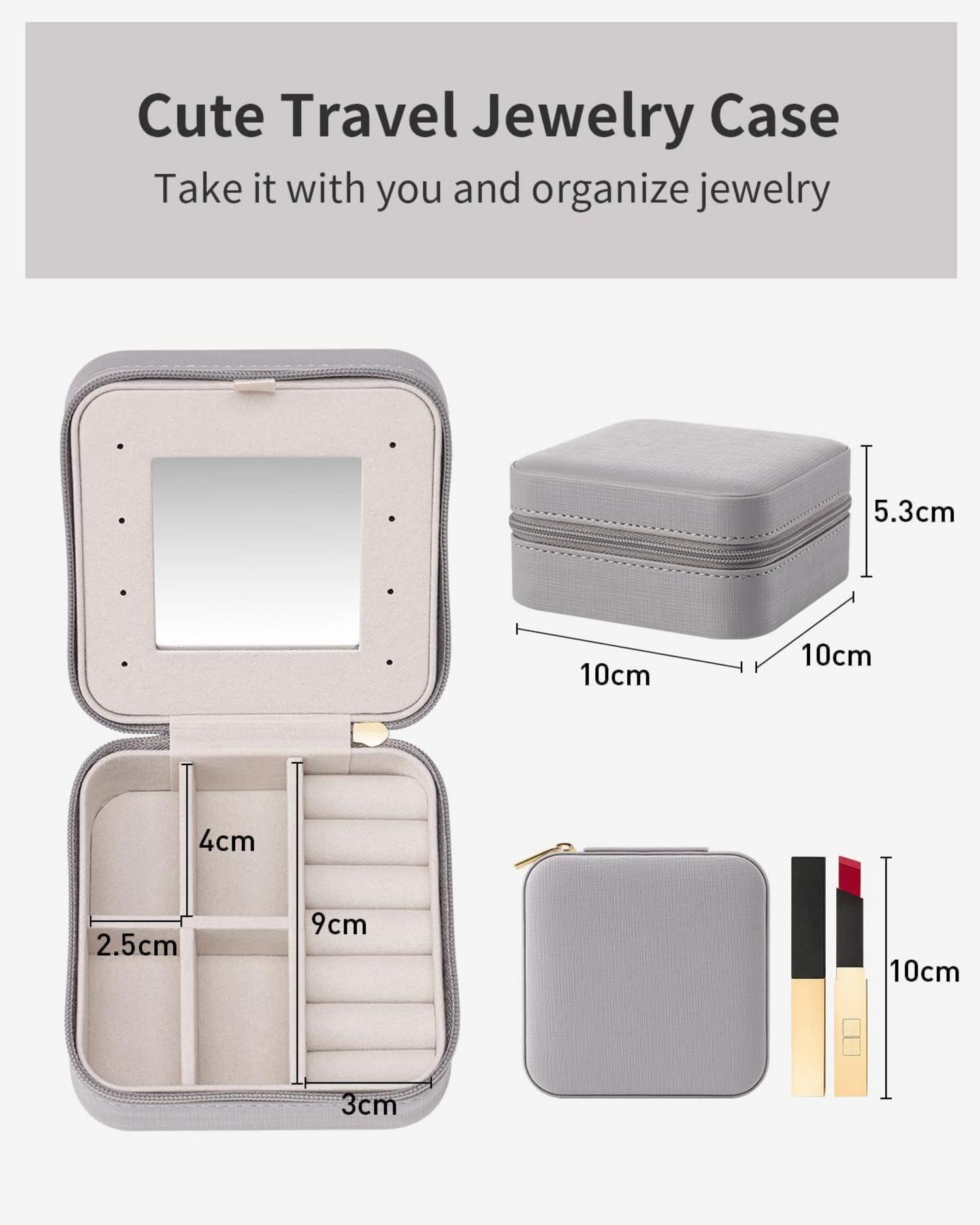 Kompaktes Vlando Schmuckkästchen mit Spiegel aus Leder für Reise