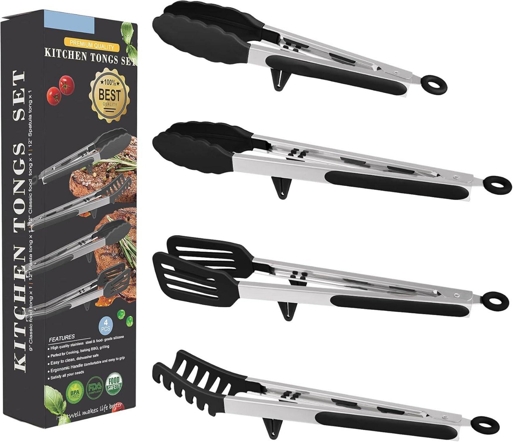 Grillzange Set Silikon Edelstahl Küchenzange