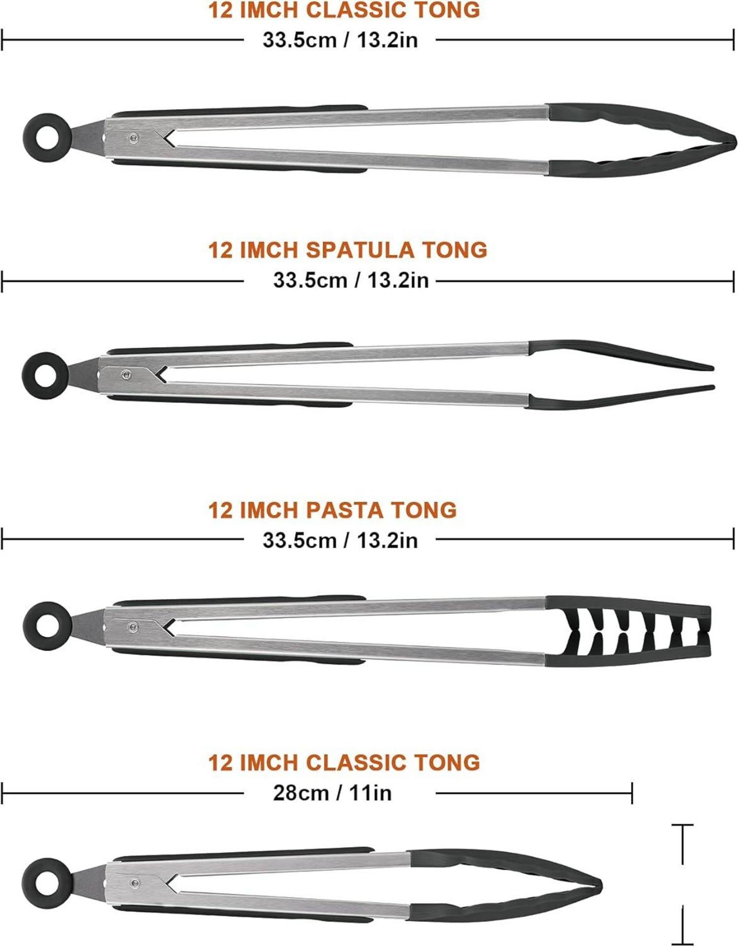 4er Grillzange Set Silikon Edelstahl BPA-frei für BBQ Buffet