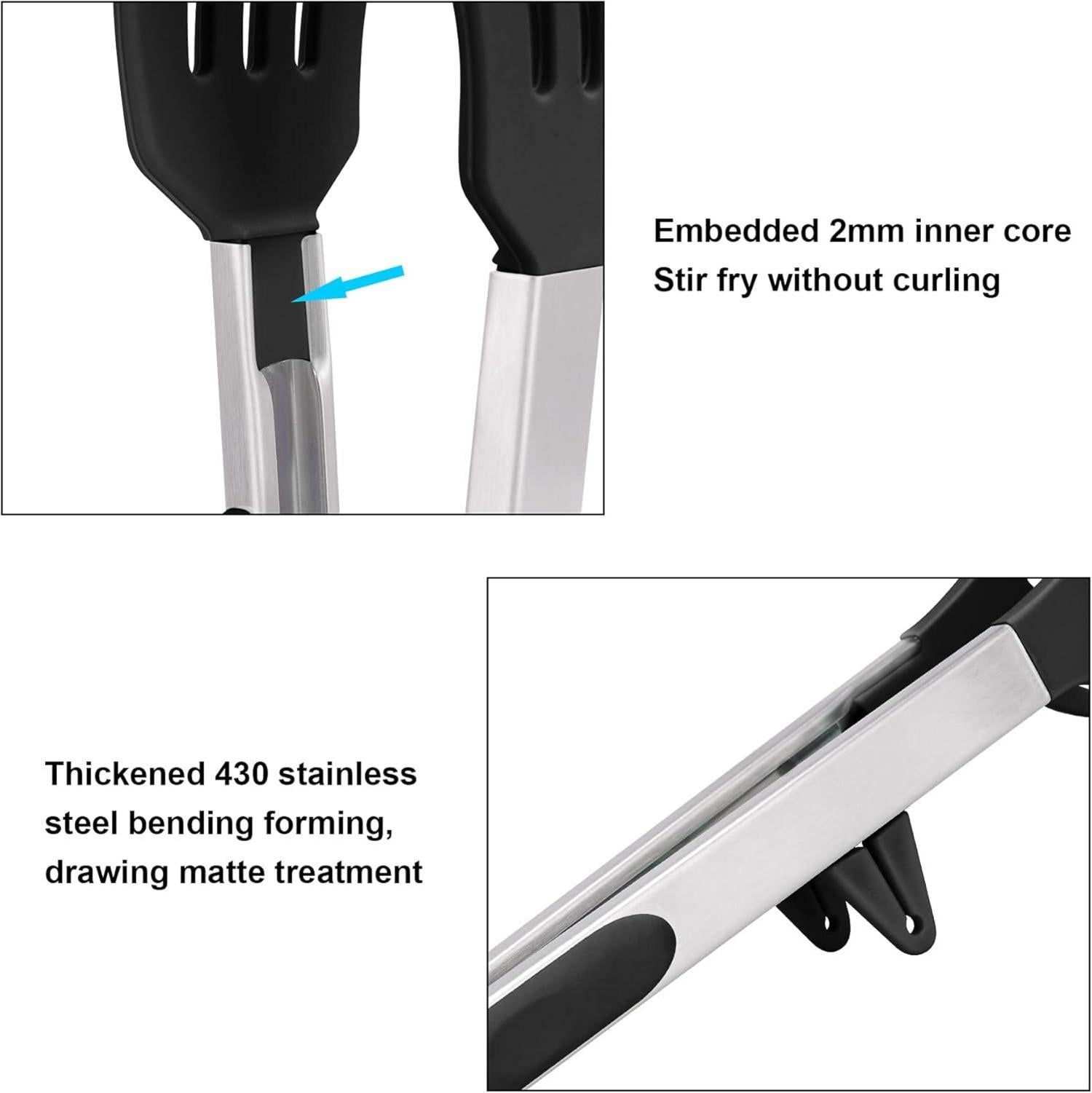 4er Grillzange Set Silikon Edelstahl BPA-frei für BBQ Buffet