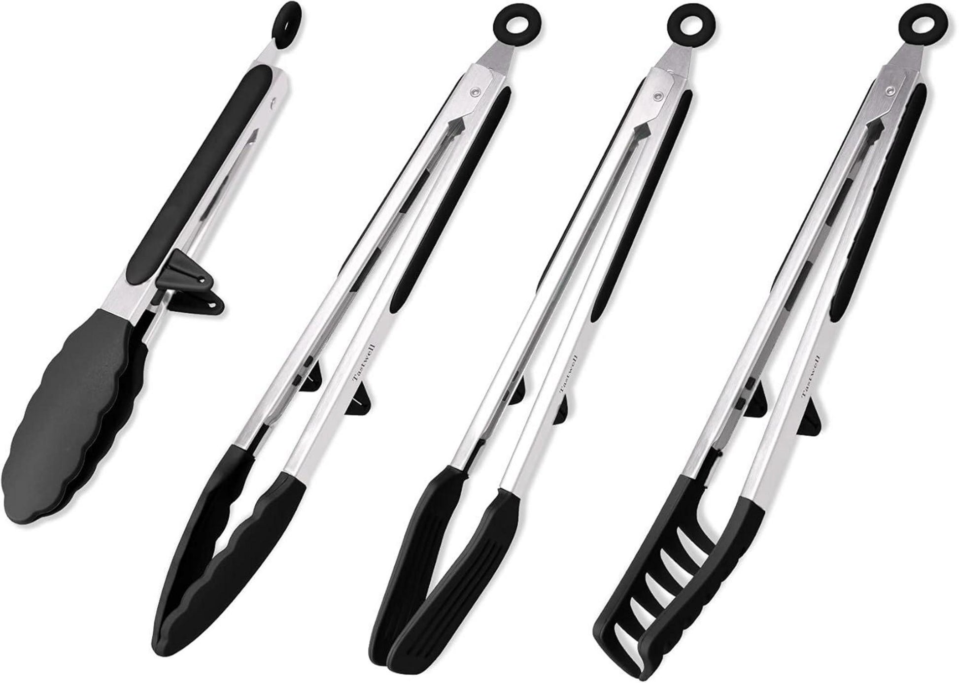4er Grillzange Set aus Silikon & Edelstahl - Küchenzange BBQ Servierzange