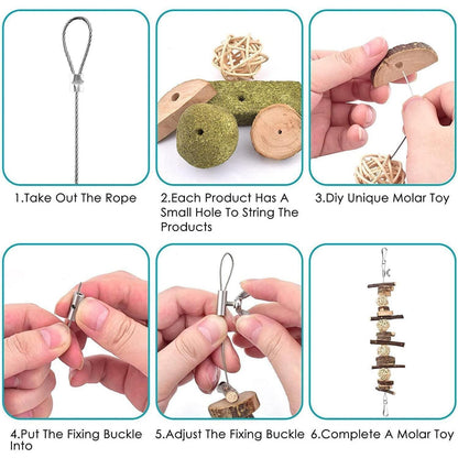 70PCS Kaninchen Spielzeug Natürliches Kauspielzeug