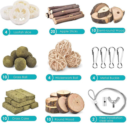 70PCS Kaninchen Spielzeug Natürliches Kauspielzeug