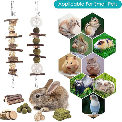 70-teiliges Kaninchen Spielzeug Naturholz Kauspielzeug Zahnpflege