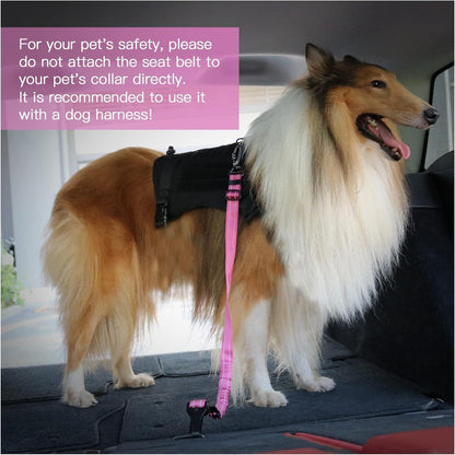 Hund Auto Sicherheitsgurt mit Bungee & 360° Drehklickverschluss Rosa