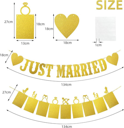 Just Married Banner und Girlande mit Fotobanner für Hochzeit