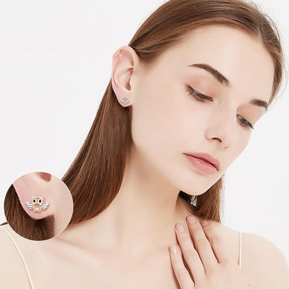 Schwein Ohrringe 925 Sterling Silber Hypoallergen Gold Rose