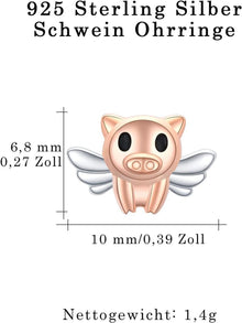 Schwein Ohrringe 925 Sterling Silber Hypoallergen Gold Rose