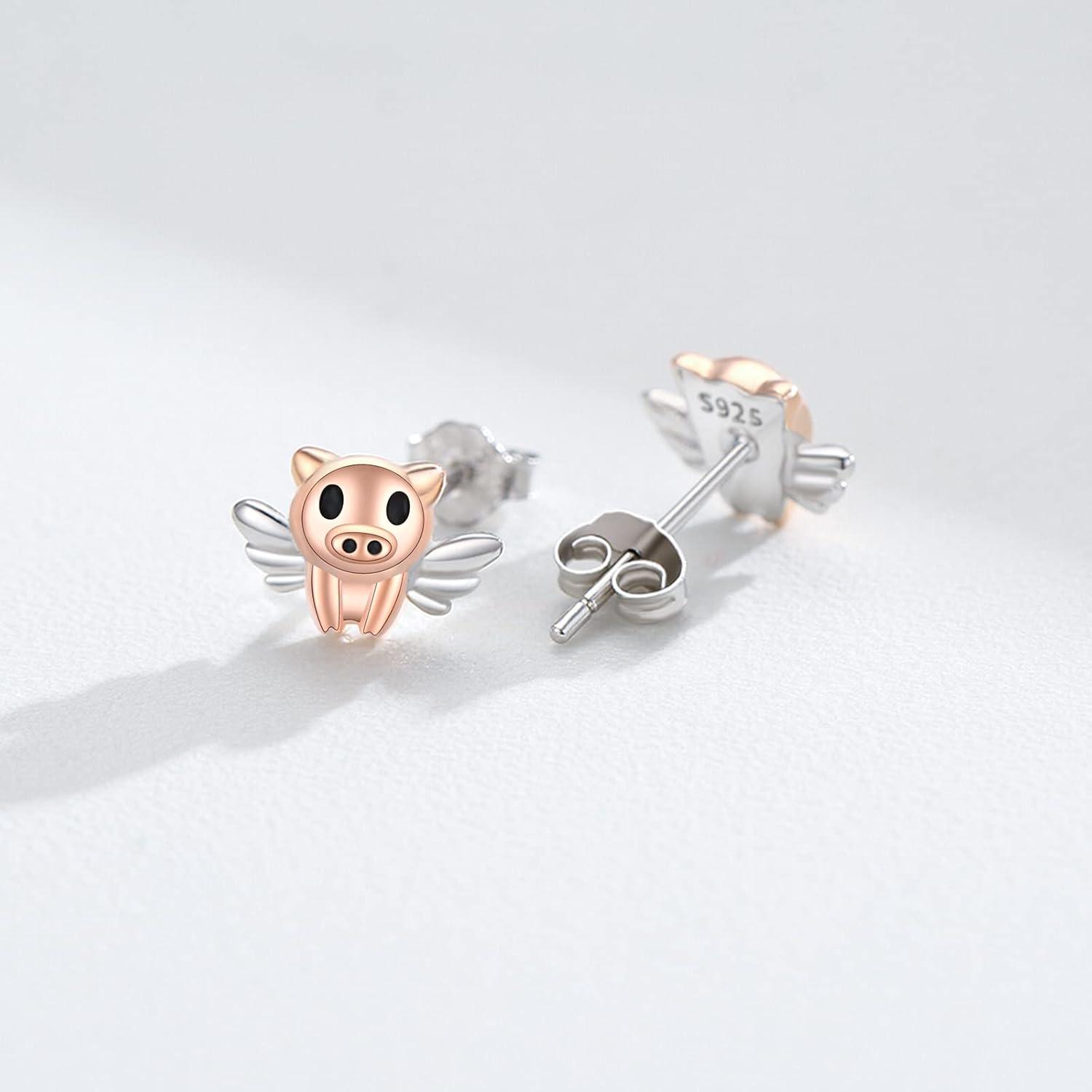 Schwein Ohrringe 925 Sterling Silber Hypoallergen Gold Silber Rose Klein