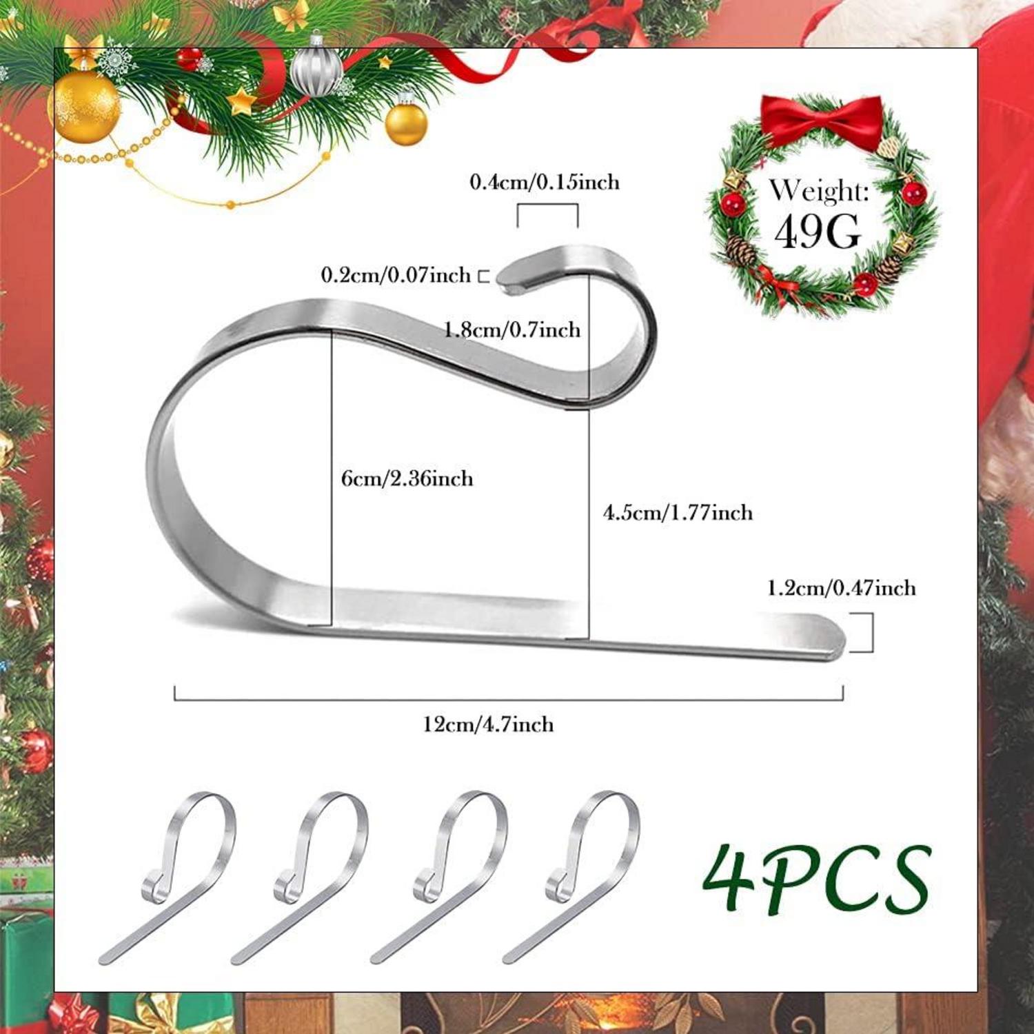 Weihnachtsstrumpf Halter Kamin Set 4er Silber Metall Haken