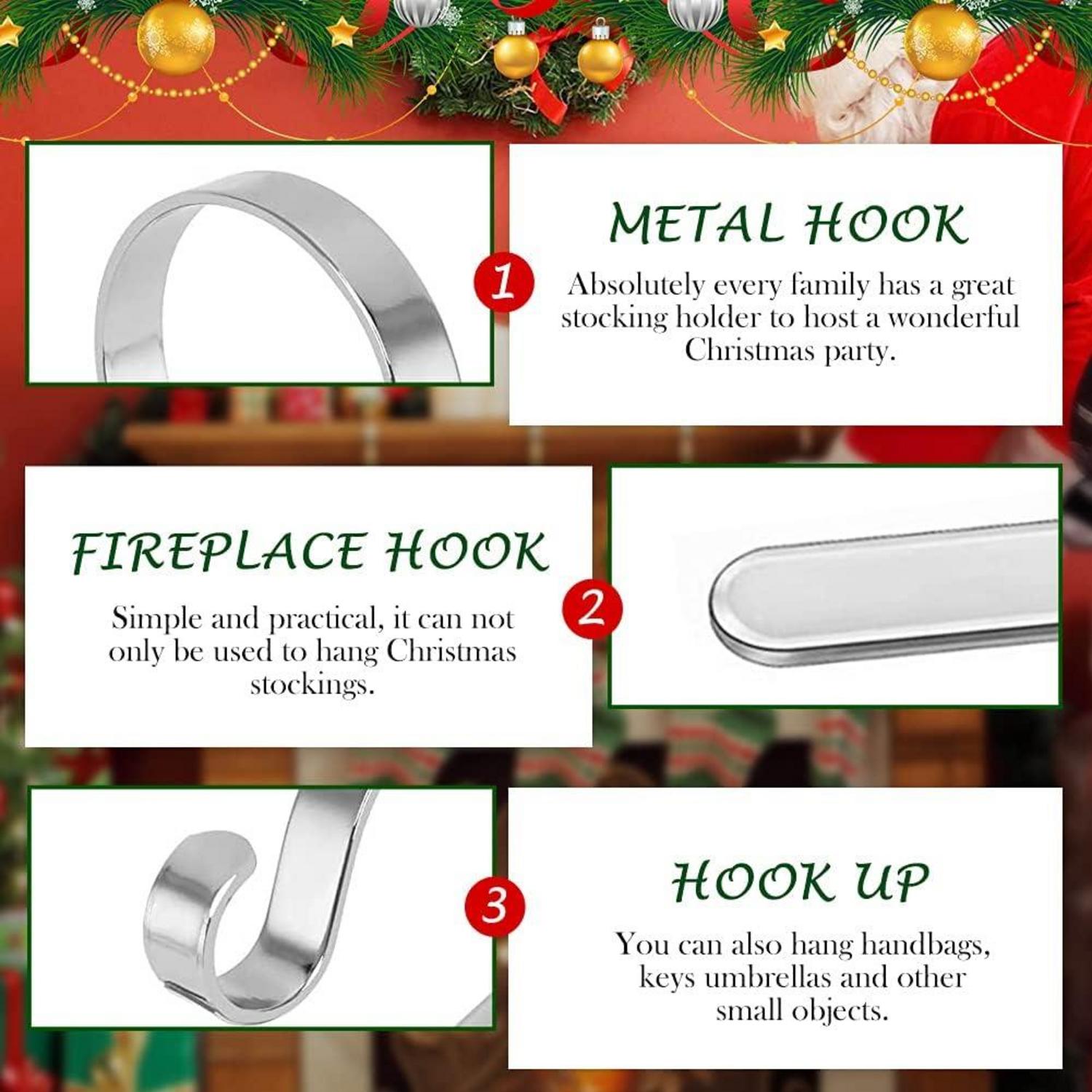 Weihnachtsstrumpf Halter Set Metall Silber 4er Kaminsocken Haken