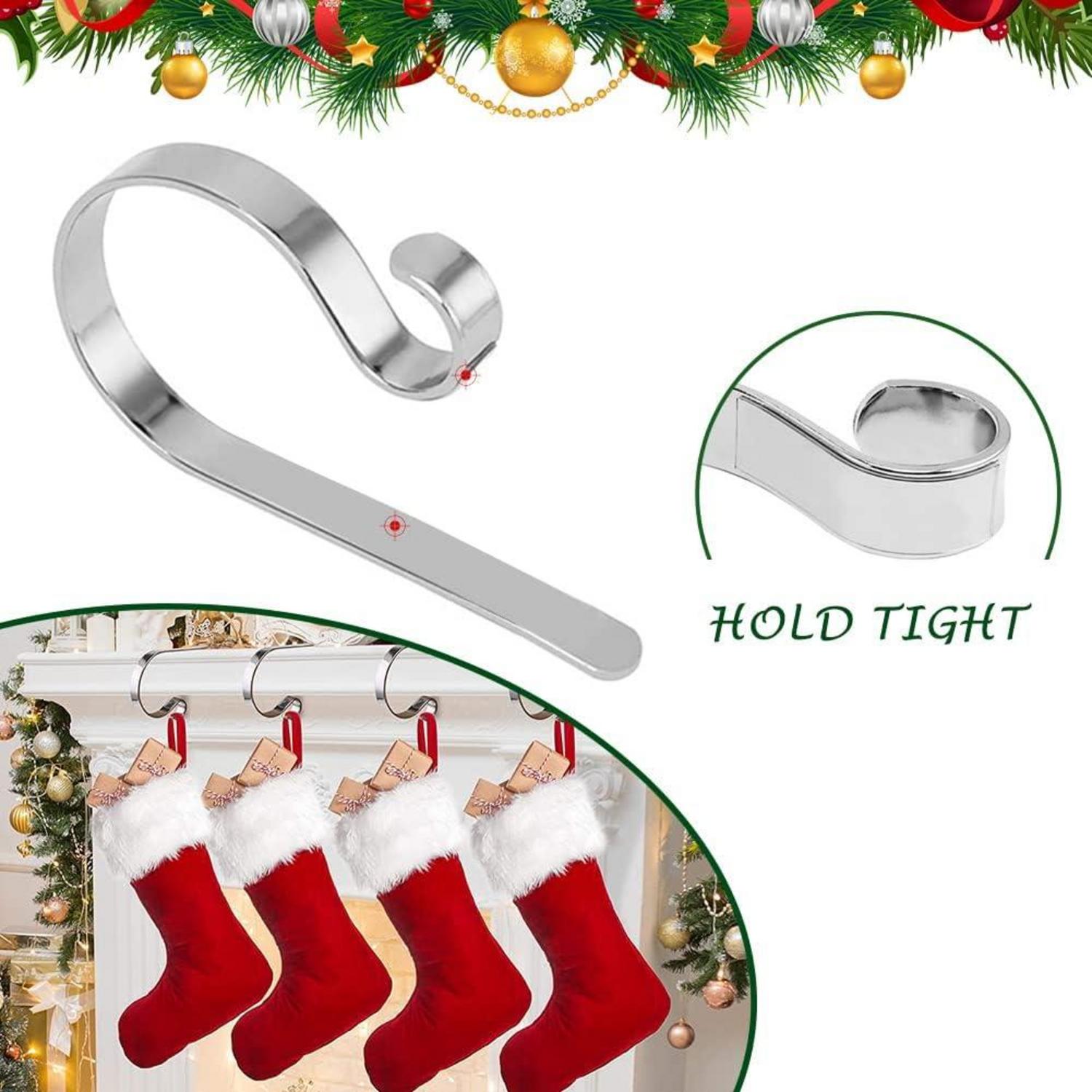 Weihnachtsstrumpf Halter Kamin 4er Set Silber Metall Haken Weihnachtsdeko