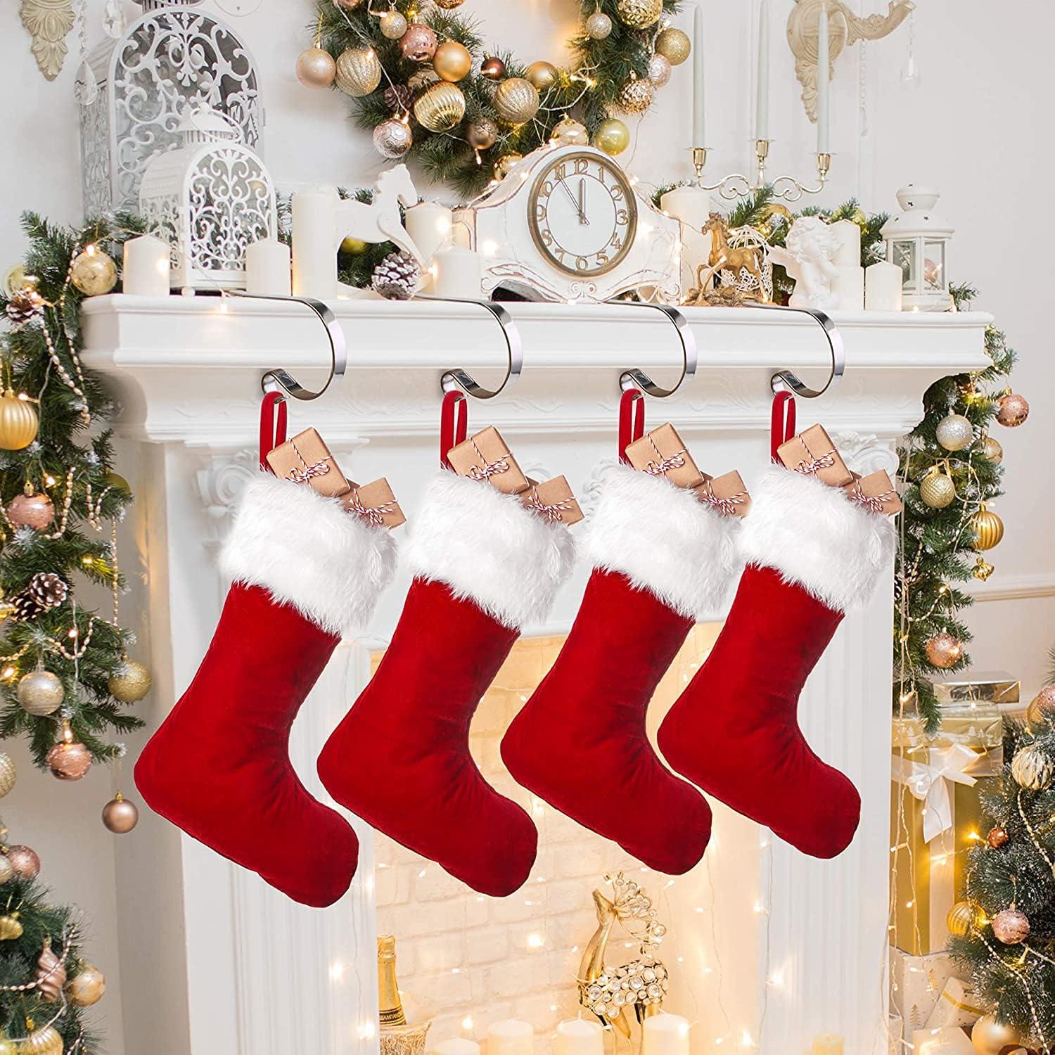 Weihnachtsstrumpf Halter Kamin 4er Metall Haken Set für Weihnachtsdeko