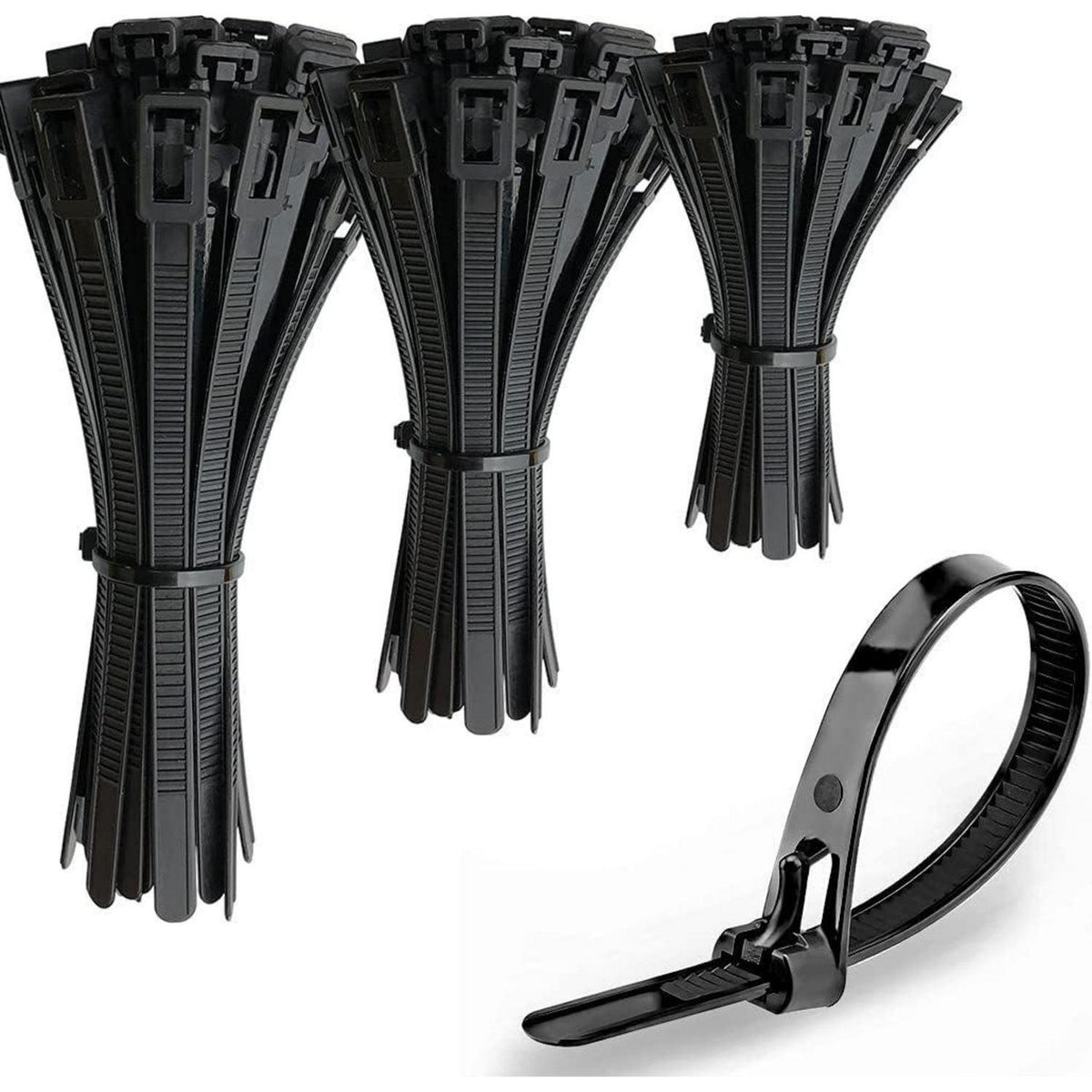 150x Kabelbinder Schwarz – Wiederverschließbar 150/200/300mm