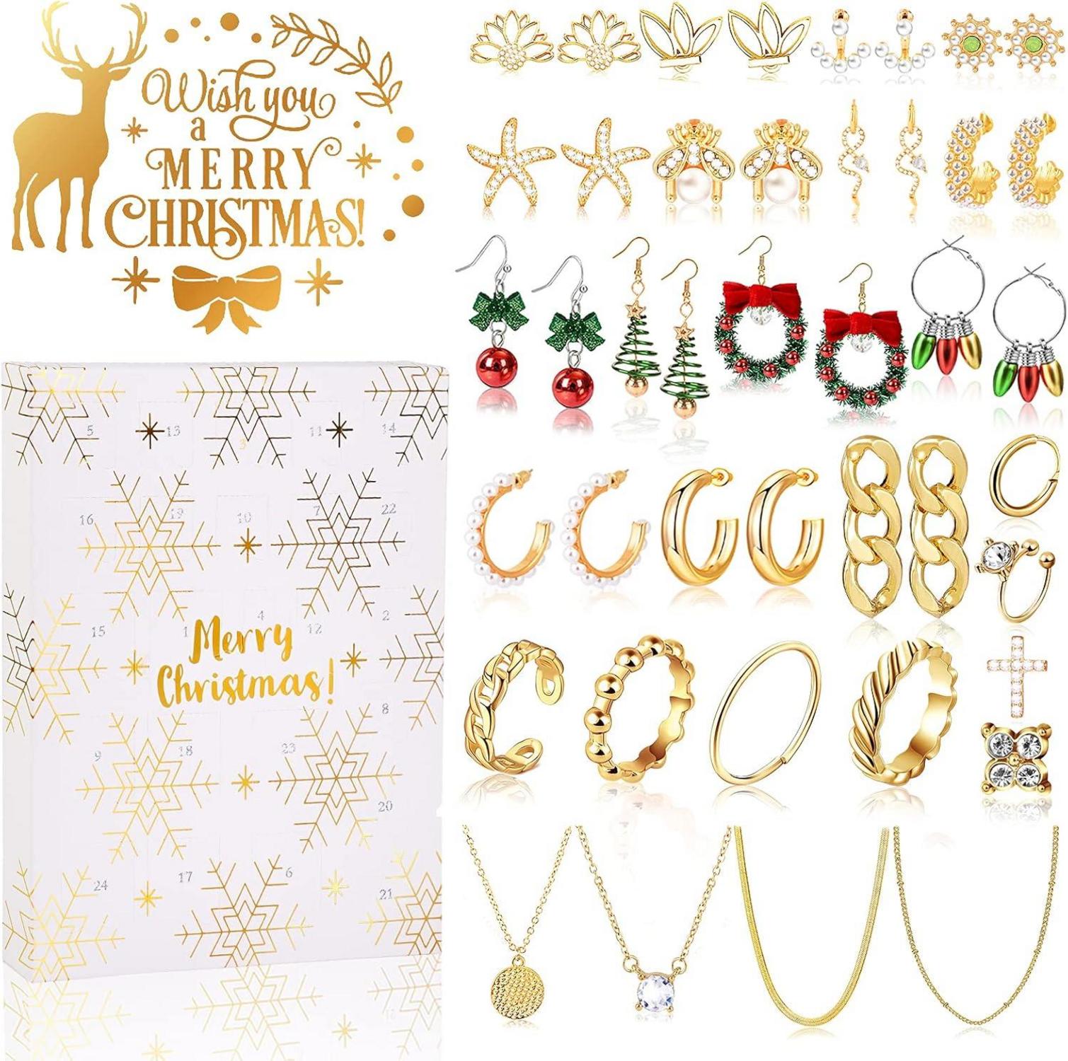 Adventskalender Schmuck 24 Überraschungen Kette Ringe Ohrringe