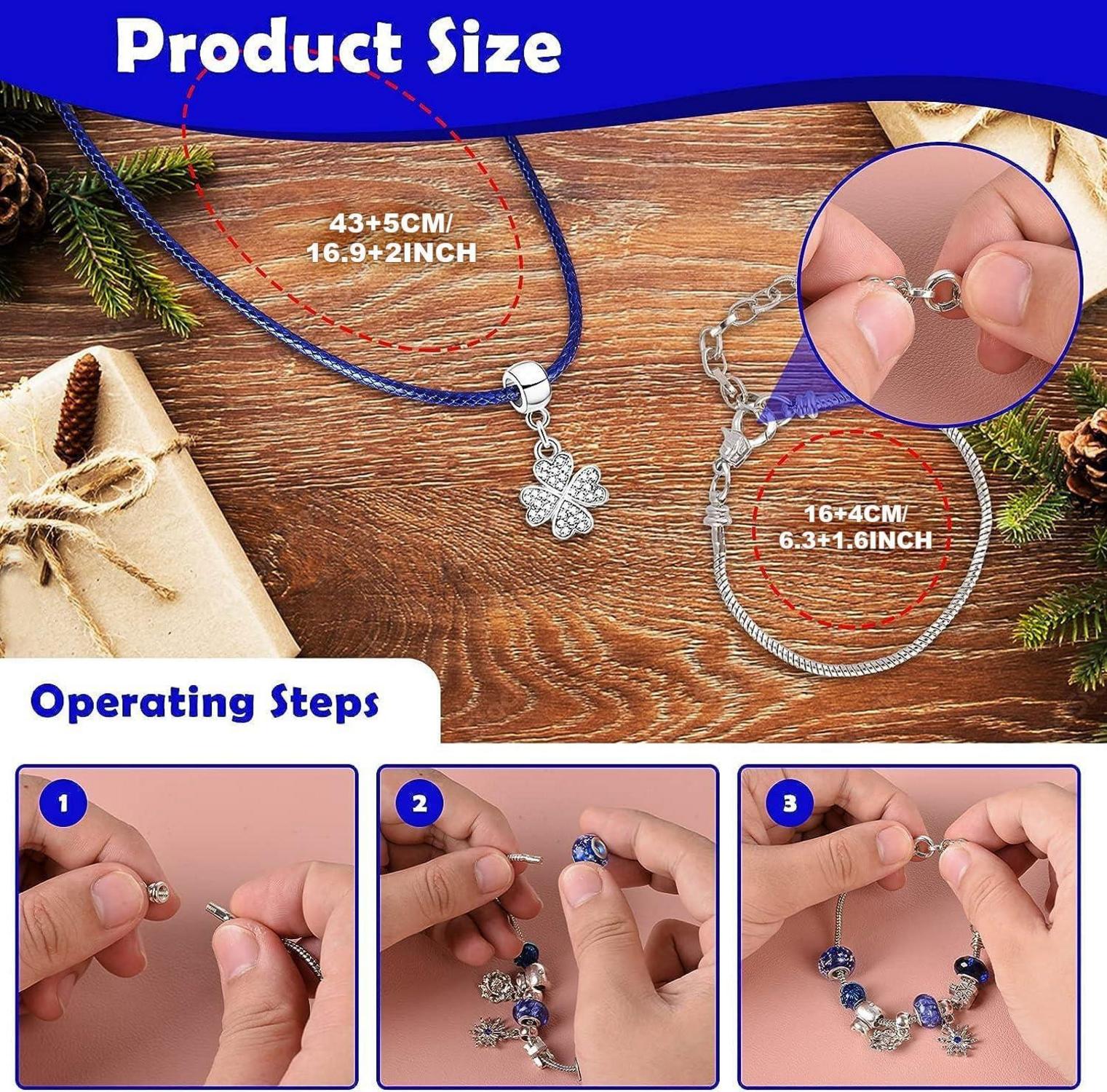 Adventskalender Schmuck Mädchen 24 Armkette Anhänger Blau