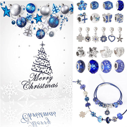 Adventskalender Schmuck Mädchen 24 Armkette Anhänger Blau