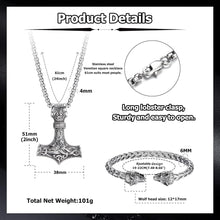 Wikinger Thors Hammer Halskette und Armband Set Edelstahl