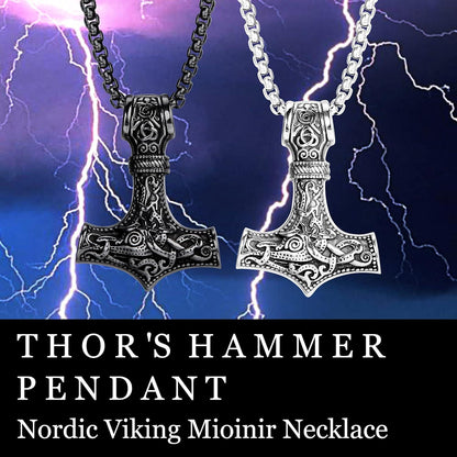Thors Hammer Halskette Wikinger Wolfskopf Armbänder Set Herren Mjolnir