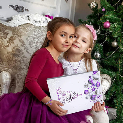 Lila Schmuck Adventskalender 2024 für Mädchen Herz