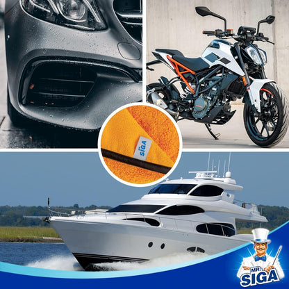 MR.SIGA Mikrofasertücher Auto 12er Set - Poliertuch für Haushalt und Autopflege