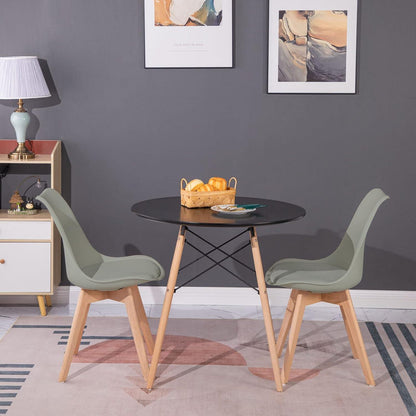 Rundes Esszimmer-Set mit 4 skandinavischen Stühlen Schwarz