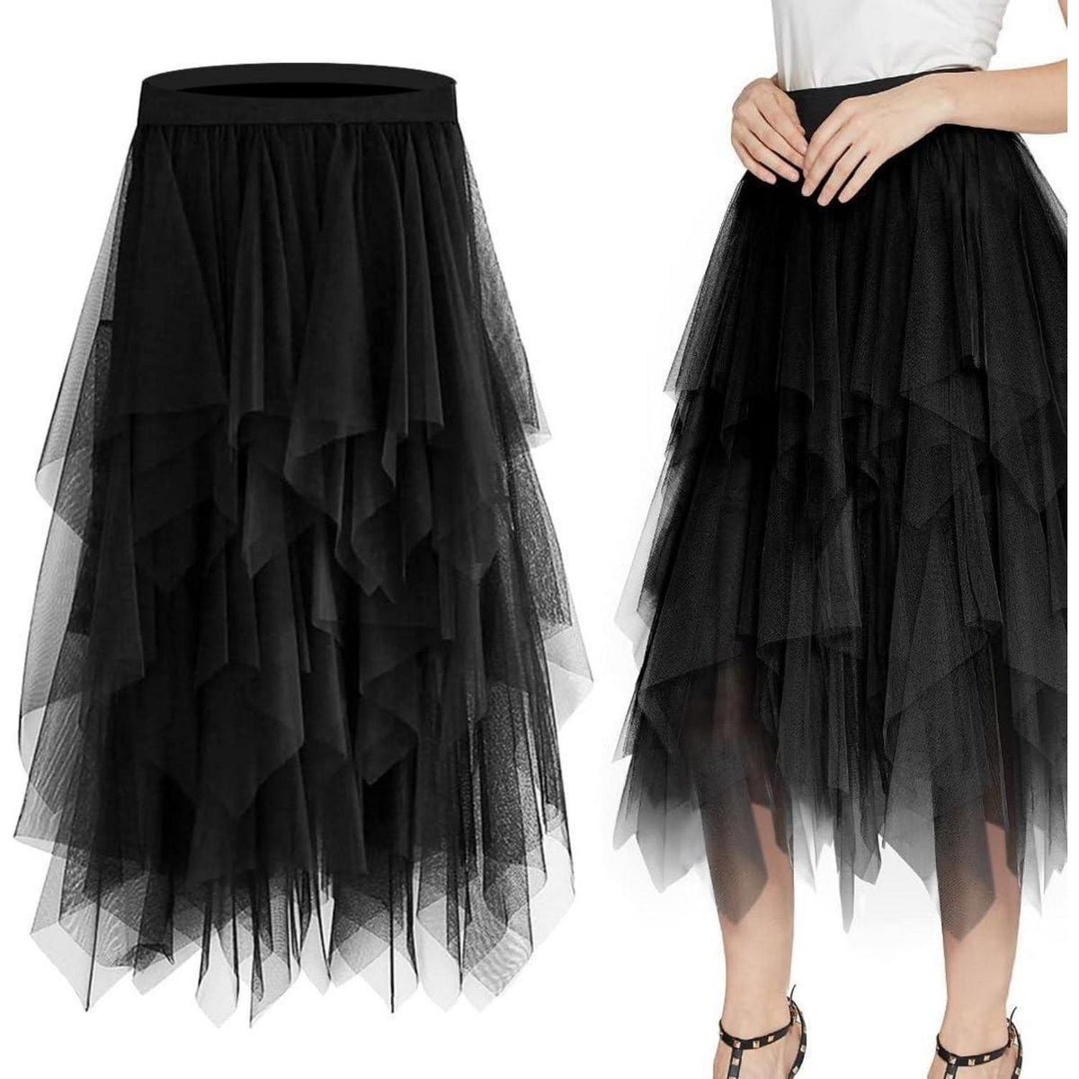 Tüllrock Damen lang, Vintage Kostüm Rock, elastische Taille