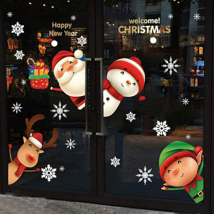 Weihnachtsdeko Aufkleber Fensterbilder Santa Schneemann Rendier 4er