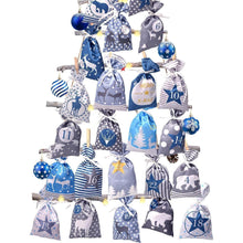 DIY Adventskalender Set Weihnachtskalender Blau Grau mit 24