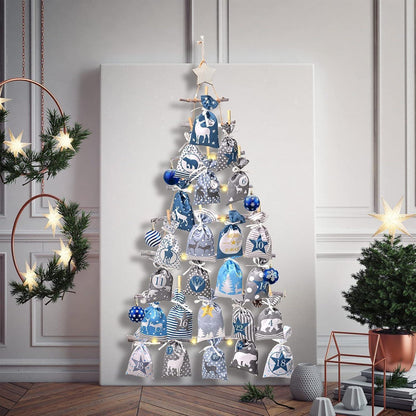 DIY Adventskalender Set Weihnachtskalender Blau Grau mit 24