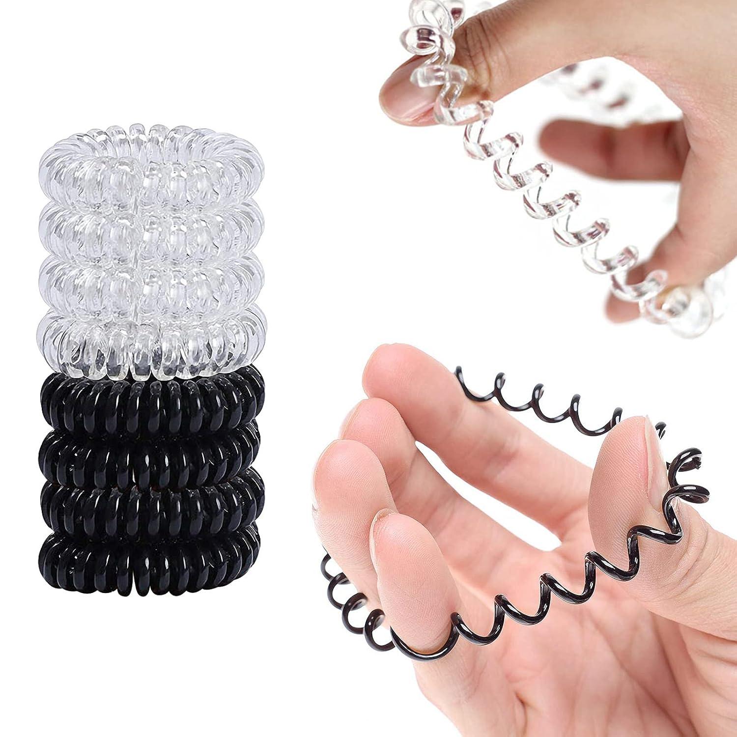 Telefonkabel Spiral Haargummi Set, 16 Stück Schwarz & Braun